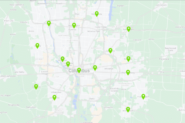 Power Washing in Columbus OH footer map